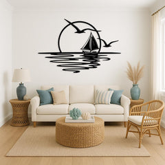 Sailboat Metal Wall Art: Ocean Sunset Coastal Decor