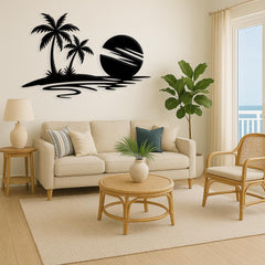 Ocean and Palm Tree Metal Wall Art