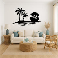 Ocean and Palm Tree Metal Wall Art