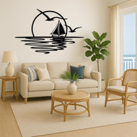 Sailboat Metal Wall Art: Ocean Sunset Coastal Decor