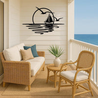 Sailboat Metal Wall Art: Ocean Sunset Coastal Decor