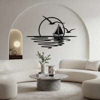 Sailboat Metal Wall Art: Ocean Sunset Coastal Decor