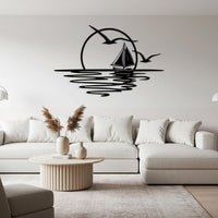 Sailboat Metal Wall Art: Ocean Sunset Coastal Decor