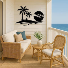 Ocean and Palm Tree Metal Wall Art