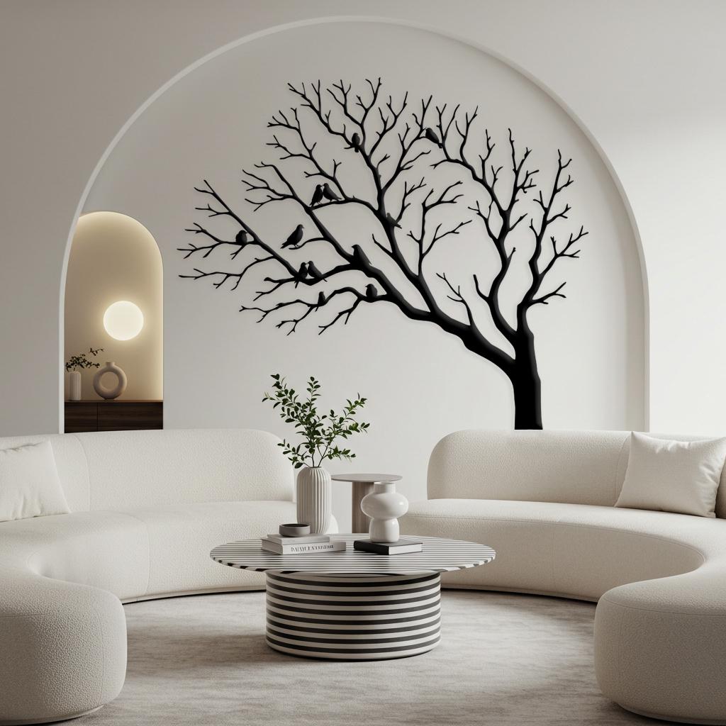 Birds on Tree Branch Metal Wall Art