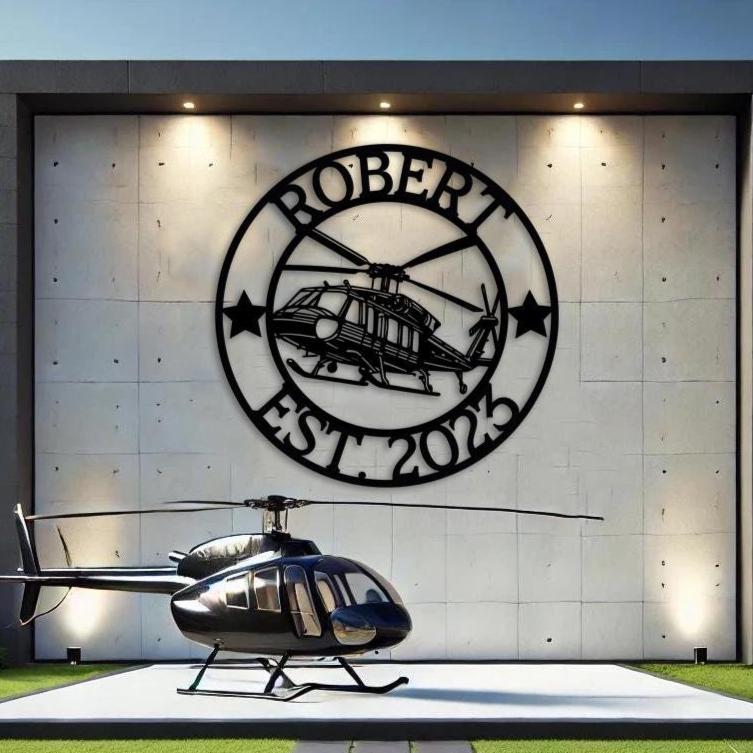 Personalized Helicopter Metal Sign