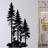 A Family of Pines on a Rock Metal Wall Art