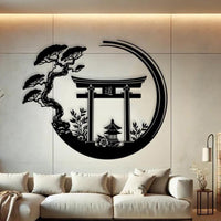 Enso Circle with Torii Gate Metal Wall Decor