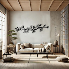 Cherry Blossom Branch Metal Wall Art