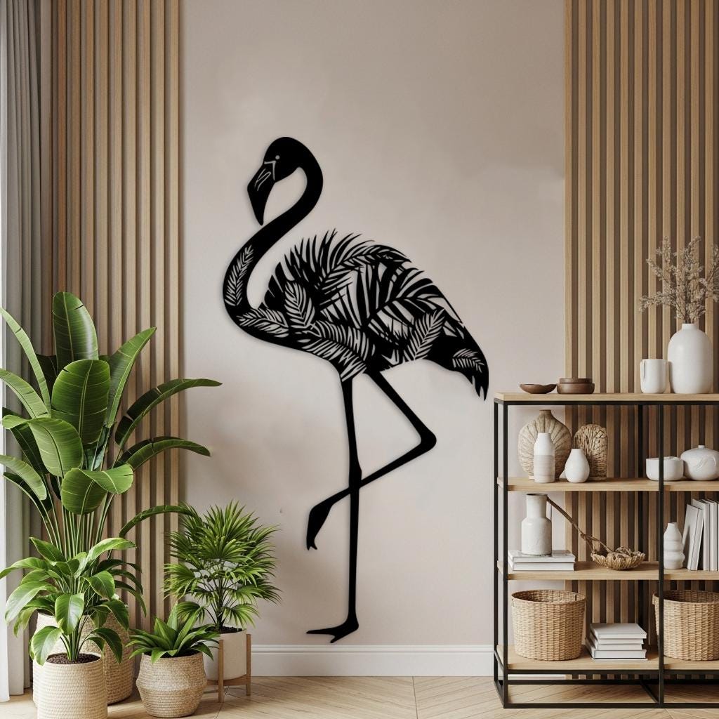 Tropical Flamingo Metal Wall Art
