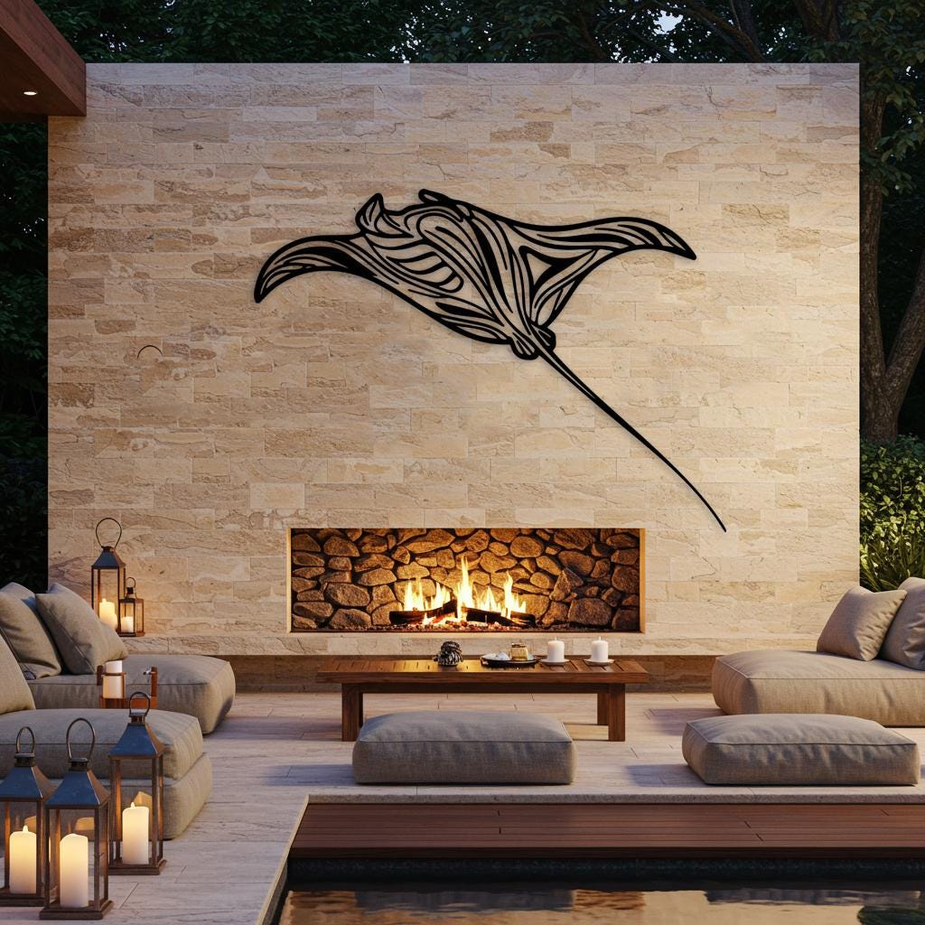 Giant Manta Ray Metal Wall Art