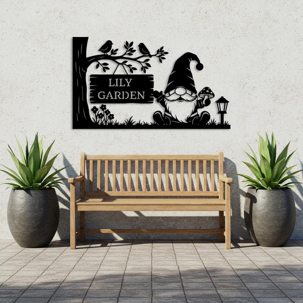 Personalized Gnome Garden Sign