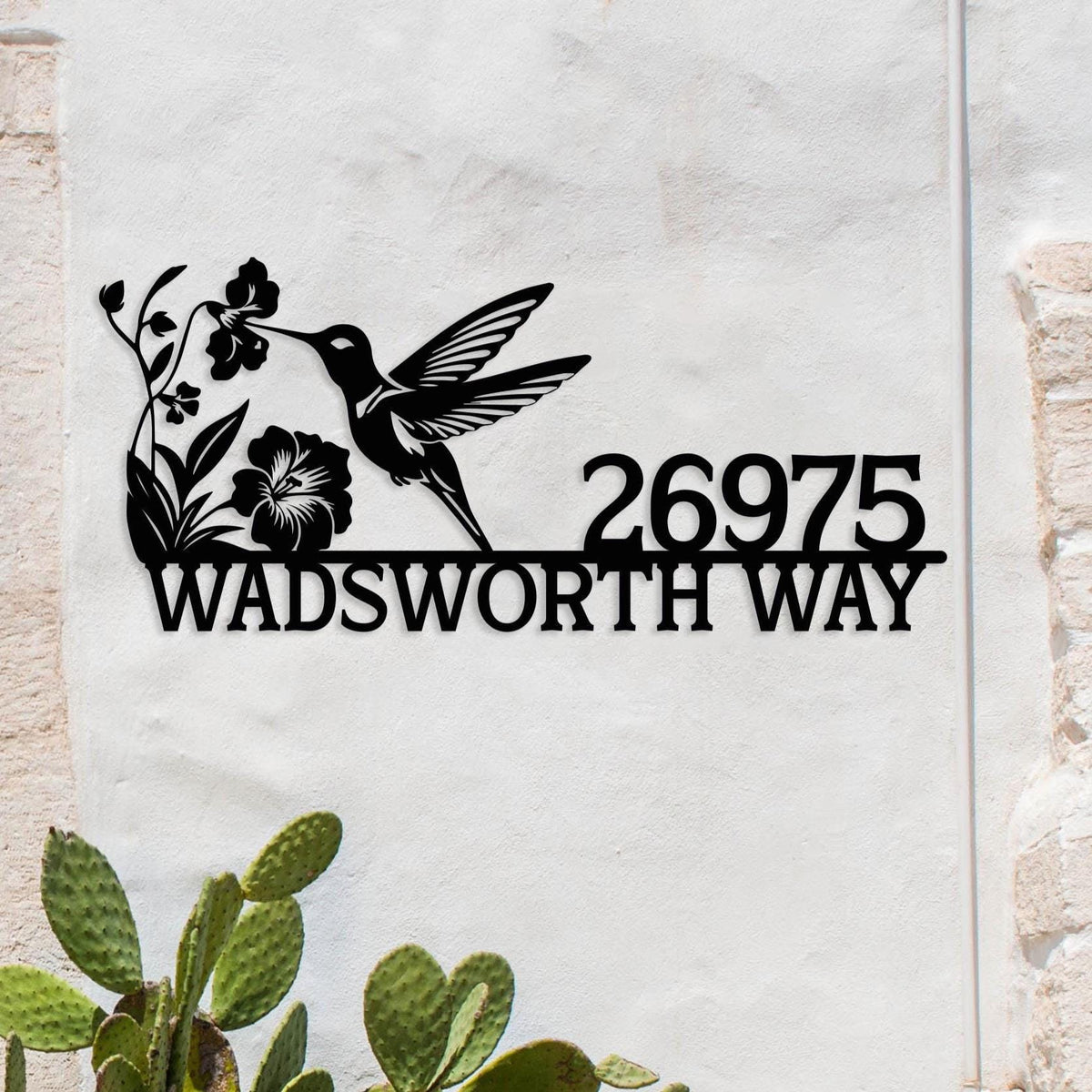 Hummingbird Custom House Number Sign