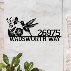 Hummingbird Custom House Number Sign