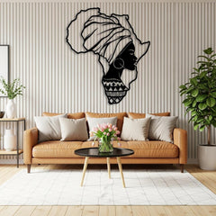 African Woman Metal Wall Art