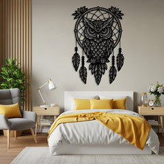 Owl Dreamcatcher Metal Wall Art