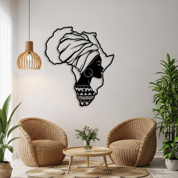 African Woman Metal Wall Art