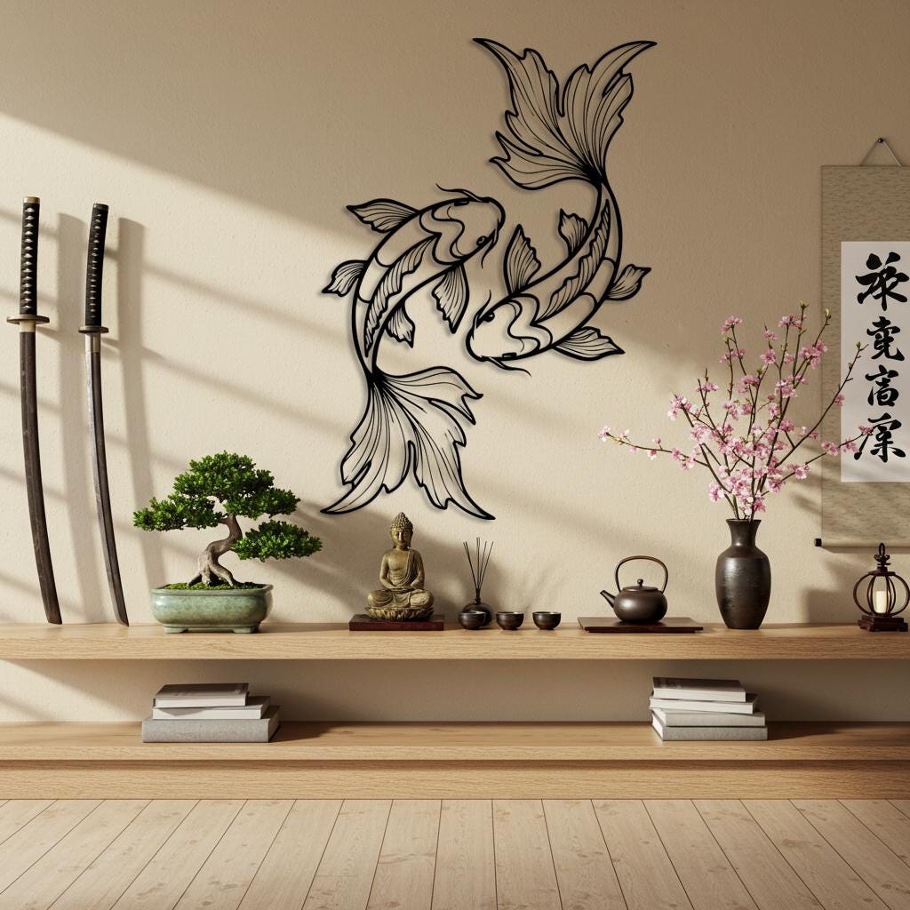 Koi Fish Metal Wall Art
