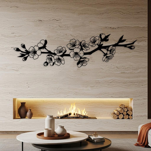 Cherry Blossom Branch Metal Wall Art