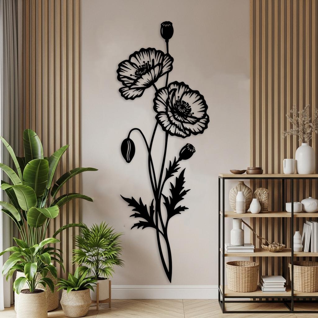 Poppy Flower Metal Wall Art