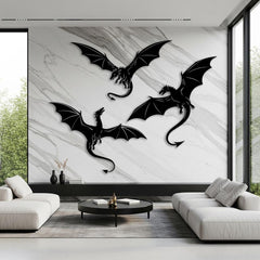 Flying Dragons Metal Wall Art Set