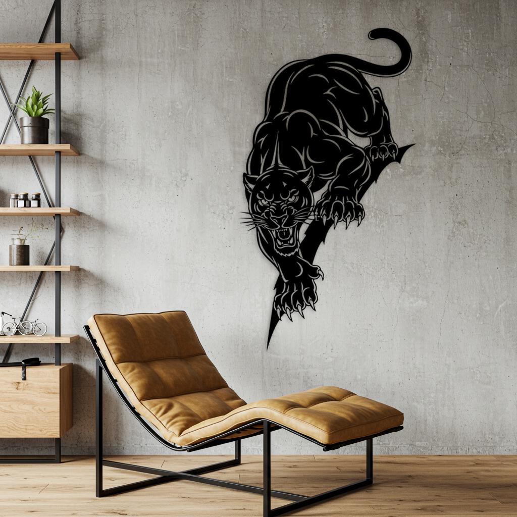 Panther Metal Wall Art Vertical