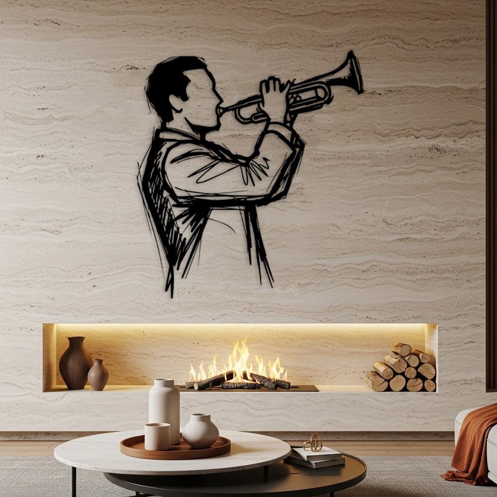 Trumpet Player Metal Wall Art