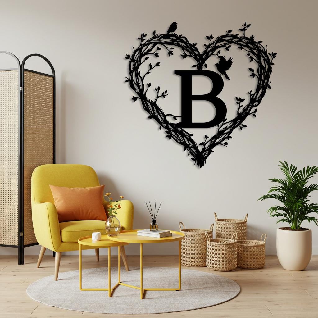 Custom Heart Monogram Metal Sign