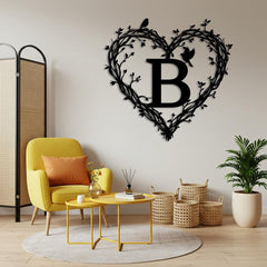 Custom Heart Monogram Metal Sign