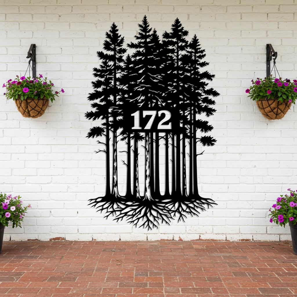Rustic Tree House Number Sign