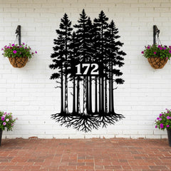 Rustic Tree House Number Sign
