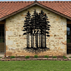 Rustic Tree House Number Sign