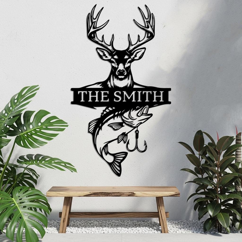 Hunting Fishing Metal Sign