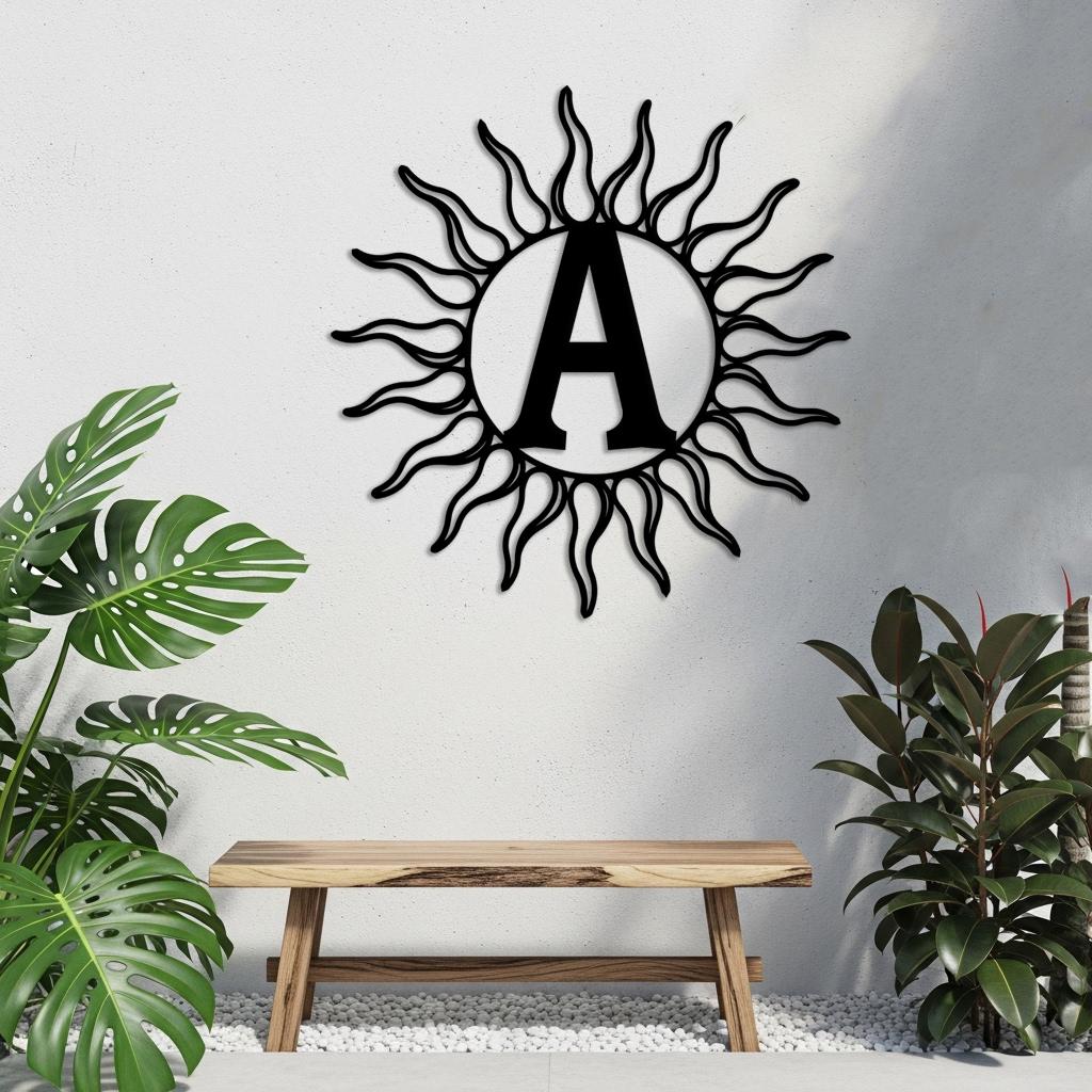 Sun Monogram Metal Sign