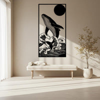 Whale in Great Wave Metal Wall Art