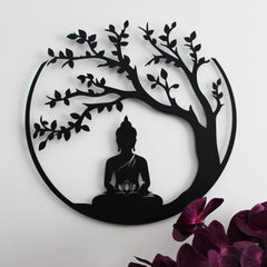 Tree of Life and Buddha Metal Wall Decor