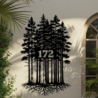 Rustic Tree House Number Sign