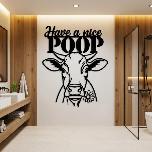 Funny Cow Bathroom Sign