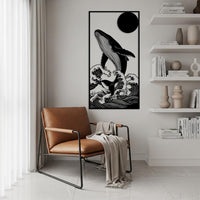 Whale in Great Wave Metal Wall Art
