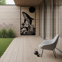 Whale in Great Wave Metal Wall Art