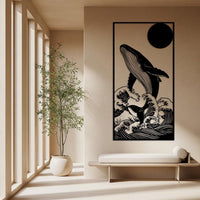 Whale in Great Wave Metal Wall Art