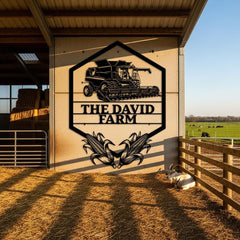 Combine Harvester Farm Sign