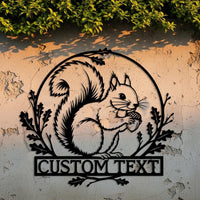 Rustic Squirrel Metal Sign
