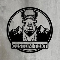 Funny Llama Metal Sign