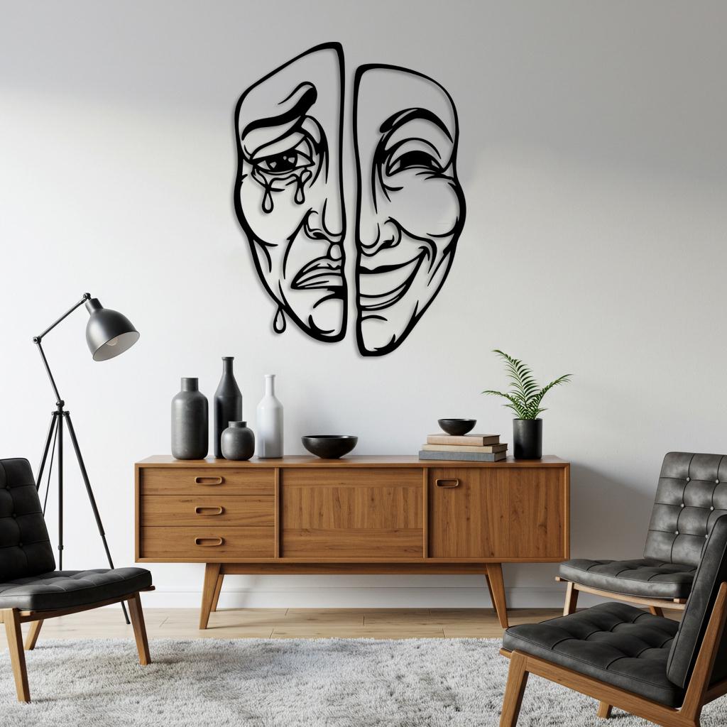 Drama Face Metal Wall Art