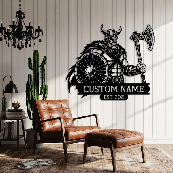 Custom Viking Warrior Metal Sign