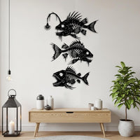 Metal Fish Skeleton Wall Art
