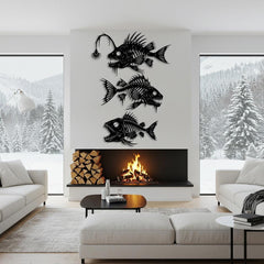 Metal Fish Skeleton Wall Art
