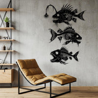 Metal Fish Skeleton Wall Art