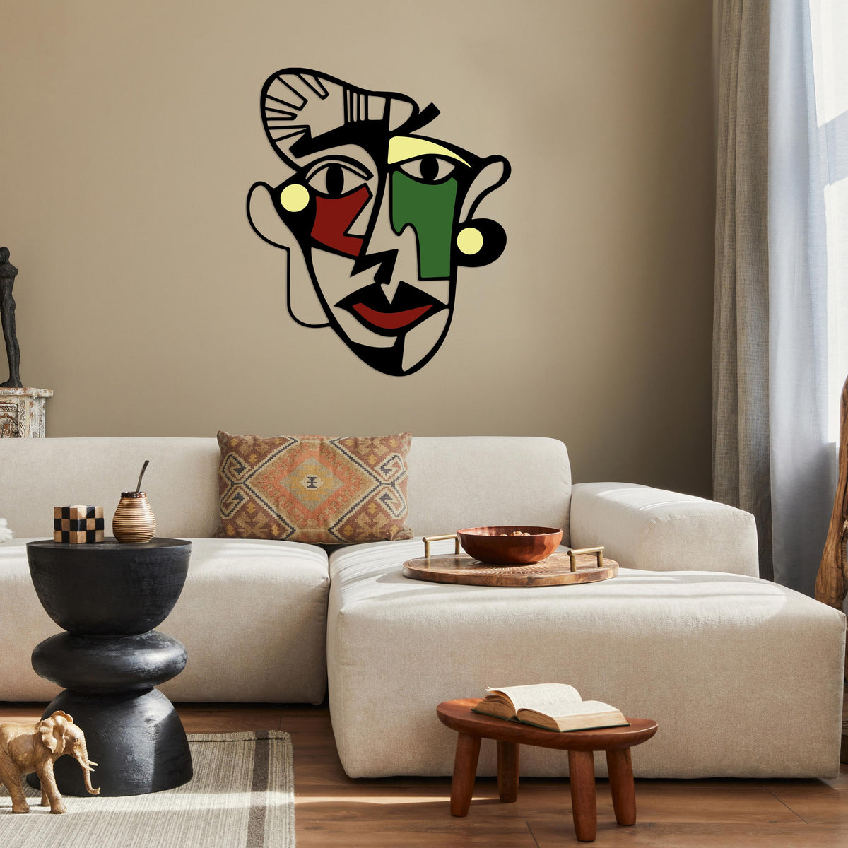 Modern Picasso Face Metal Wall Art